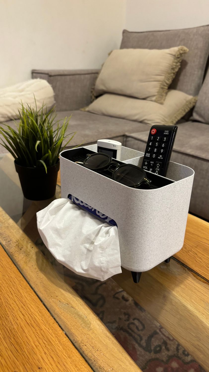 DeskVault Tisch-Organizer mit integriertem Taschentuchspender für Büro und Homeoffice