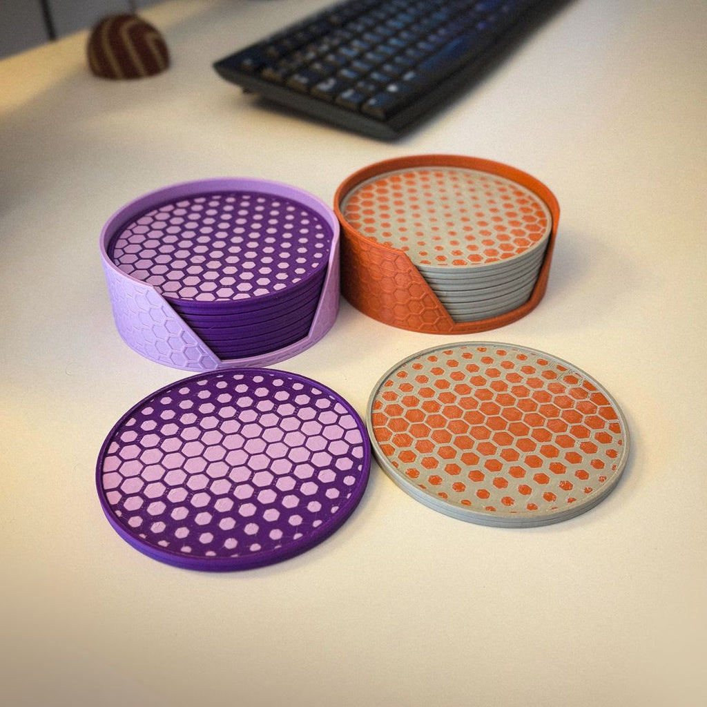 Hexa Coasters – Design-Untersetzer mit Halter | 3D-Druck